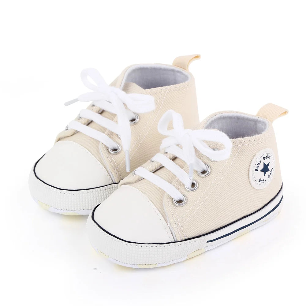 Baby Toddler Canvas Sneakers – Non-Slip Soft Sole First Walker Shoes for Boys & Girls