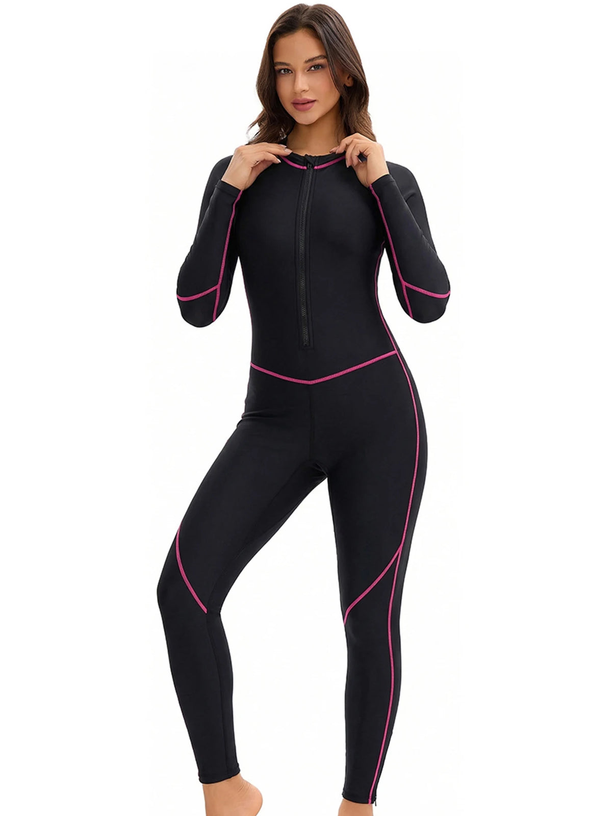Long-Sleeve Zip Swimsuit – Full Coverage Surf Suit