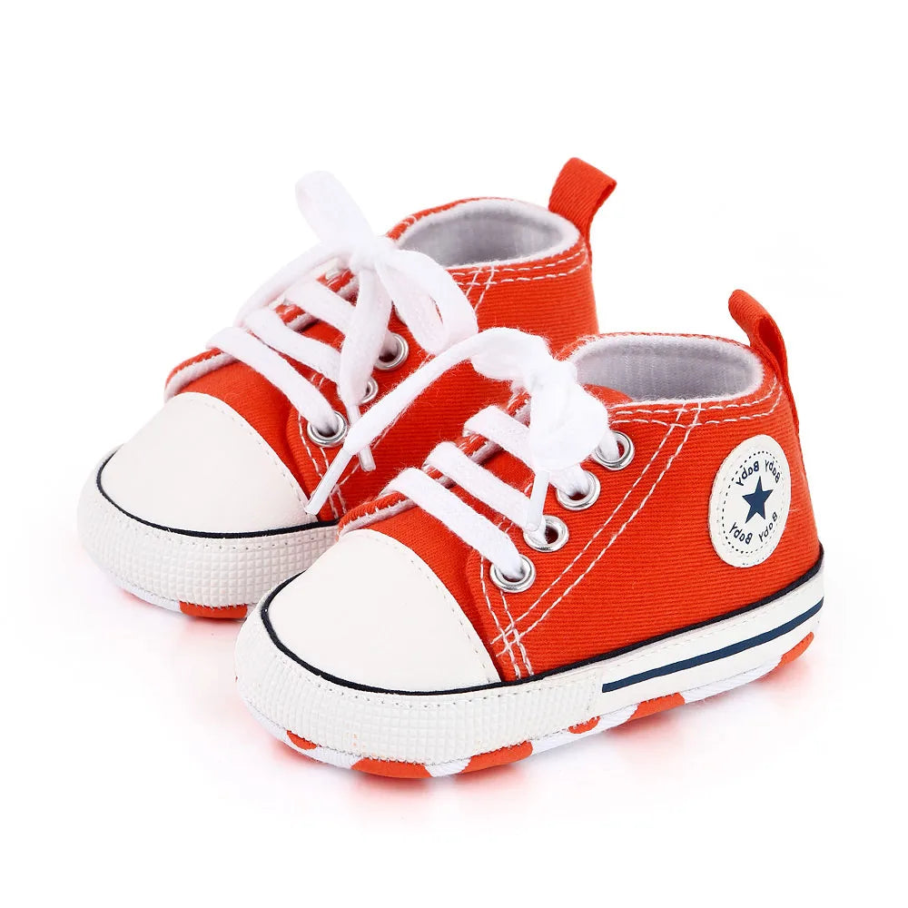 Baby Toddler Canvas Sneakers – Non-Slip Soft Sole First Walker Shoes for Boys & Girls