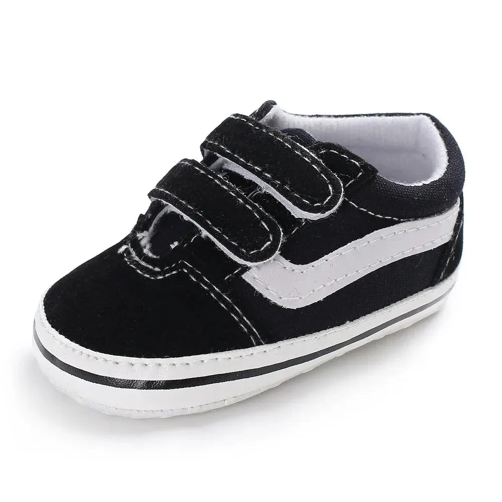 Baby Stripe Canvas Sneakers – Soft Anti-Slip First Walker Shoes for Infant Boys & Girls