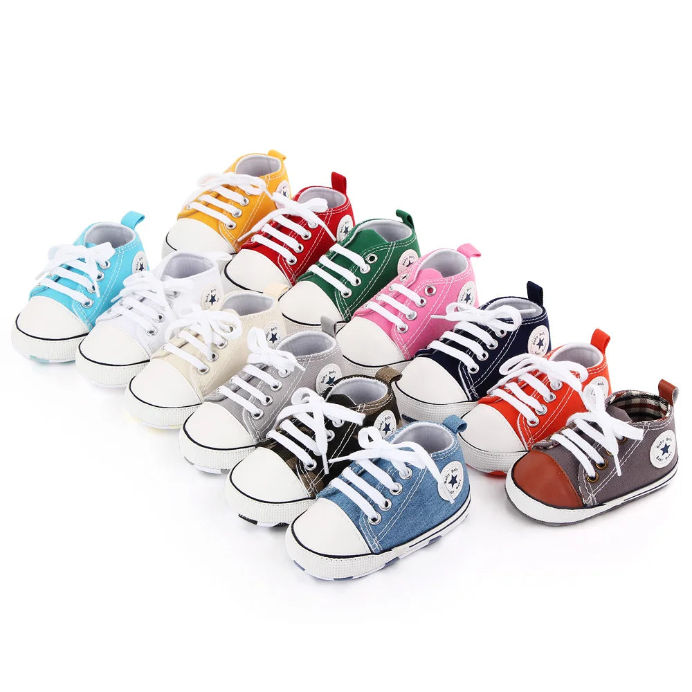 Baby Toddler Canvas Sneakers – Non-Slip Soft Sole First Walker Shoes for Boys & Girls