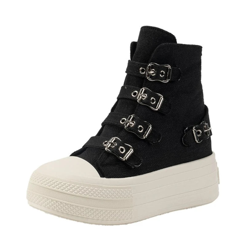 Women's 8CM Wedge Platform Sneakers – Fashion Canvas Thick-Sole Casual Shoes