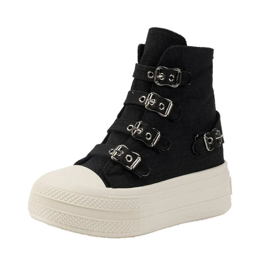 Women's 8CM Wedge Platform Sneakers – Fashion Canvas Thick-Sole Casual Shoes