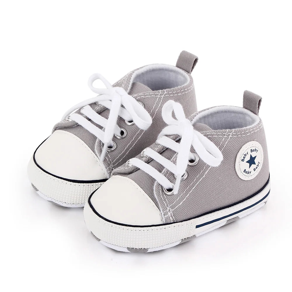 Baby Toddler Canvas Sneakers – Non-Slip Soft Sole First Walker Shoes for Boys & Girls