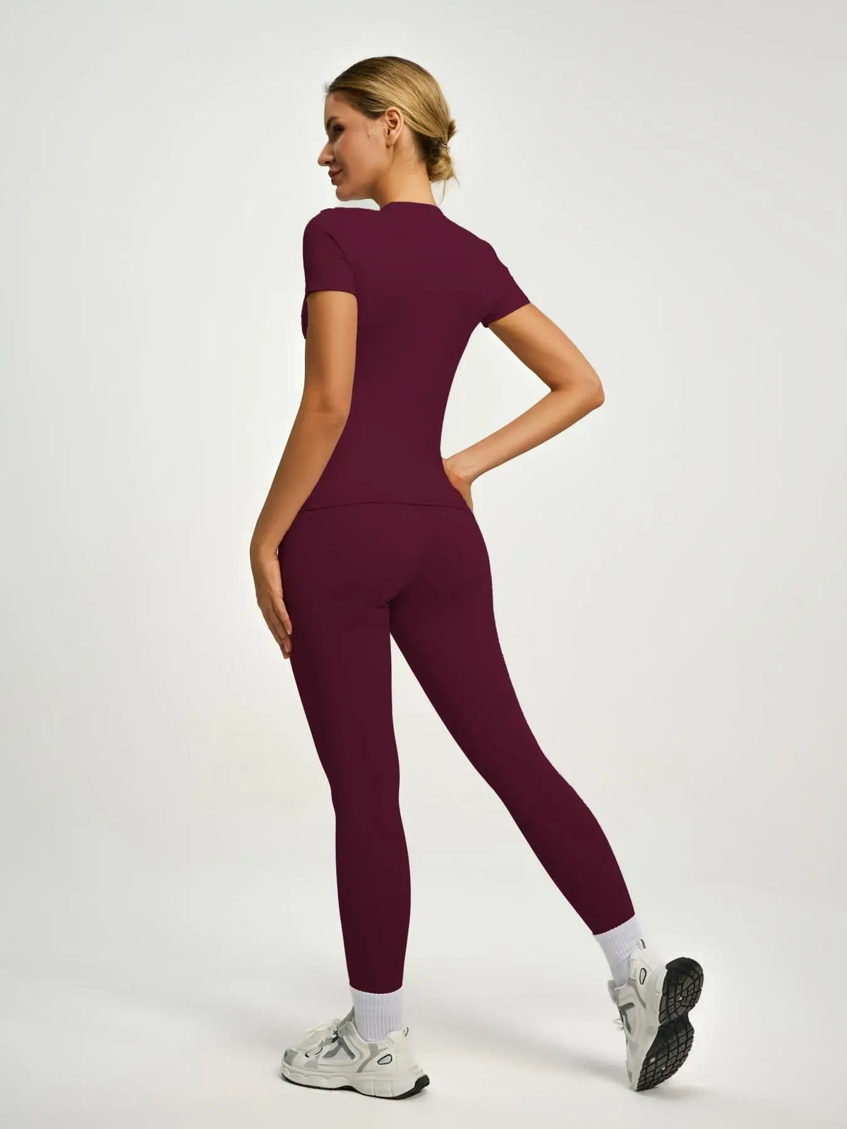 Short Sleeve Sporty Set – Yoga Pants & Tee Combo