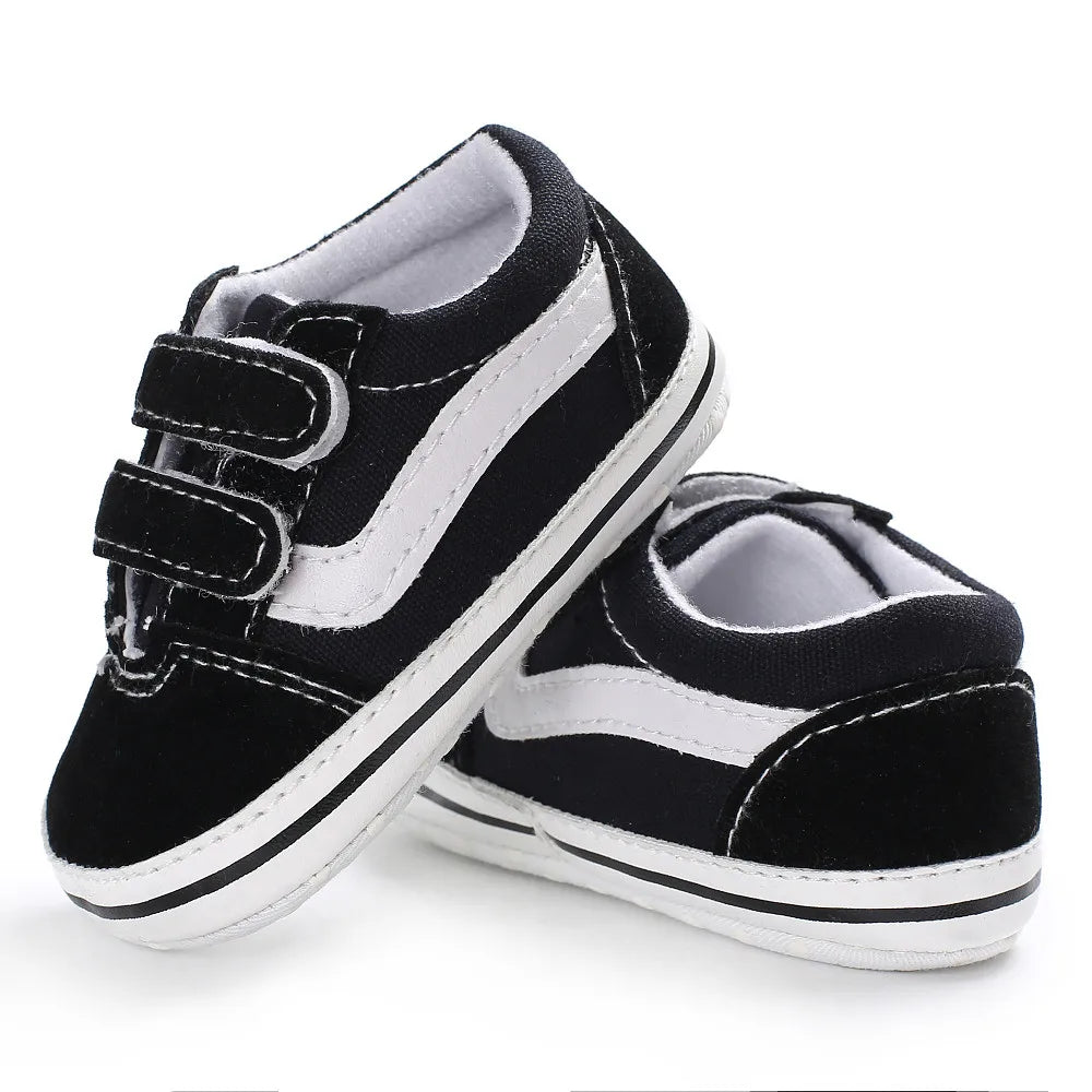 Baby Stripe Canvas Sneakers – Soft Anti-Slip First Walker Shoes for Infant Boys & Girls