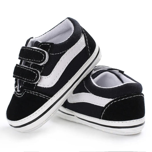 Baby Stripe Canvas Sneakers – Soft Anti-Slip First Walker Shoes for Infant Boys & Girls