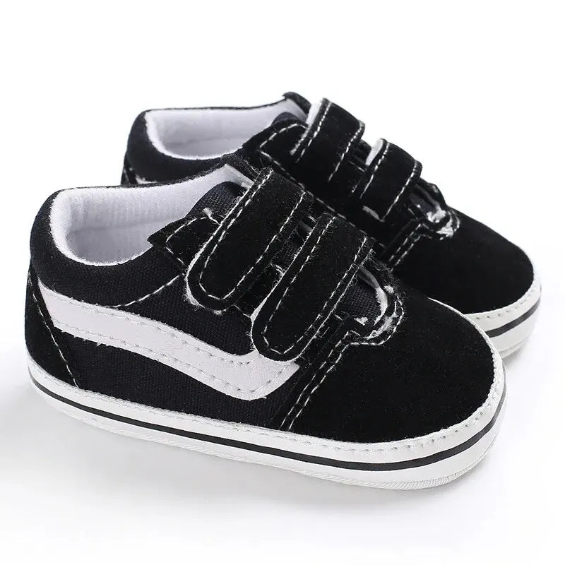 Baby Stripe Canvas Sneakers – Soft Anti-Slip First Walker Shoes for Infant Boys & Girls