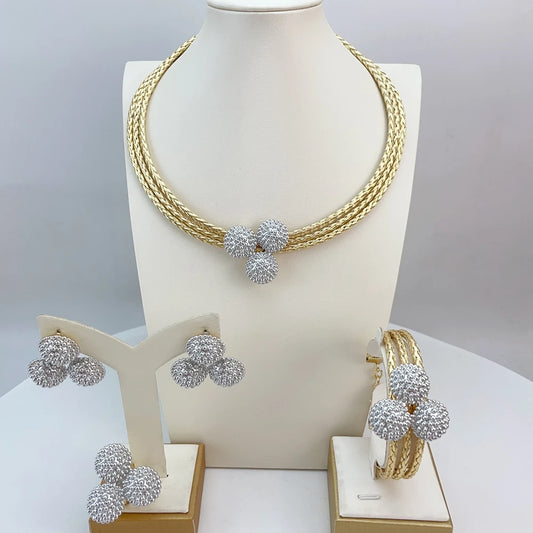 Elegant 3-piece jewelry set with necklace, earrings, and ring