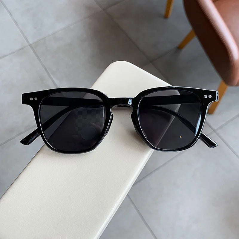 Close-up of vintage square sunglasses frame detail