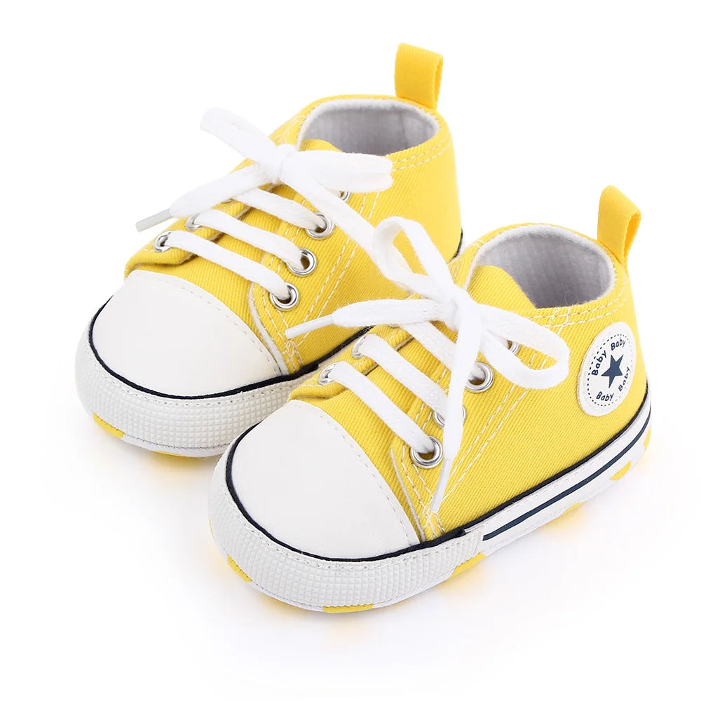 Baby Toddler Canvas Sneakers – Non-Slip Soft Sole First Walker Shoes for Boys & Girls
