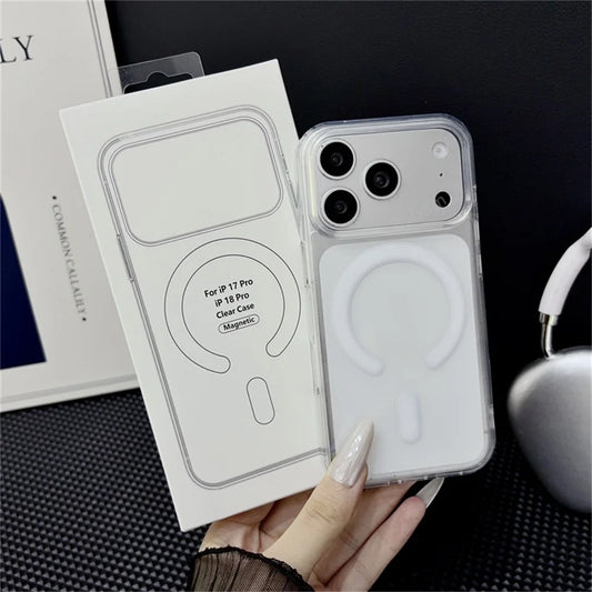 Clear magnetic wireless charging phone case back view