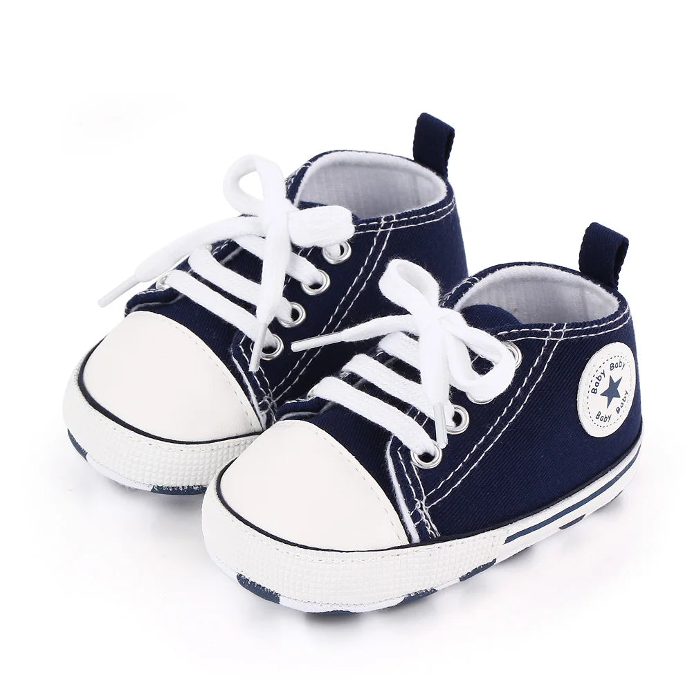 Baby Toddler Canvas Sneakers – Non-Slip Soft Sole First Walker Shoes for Boys & Girls
