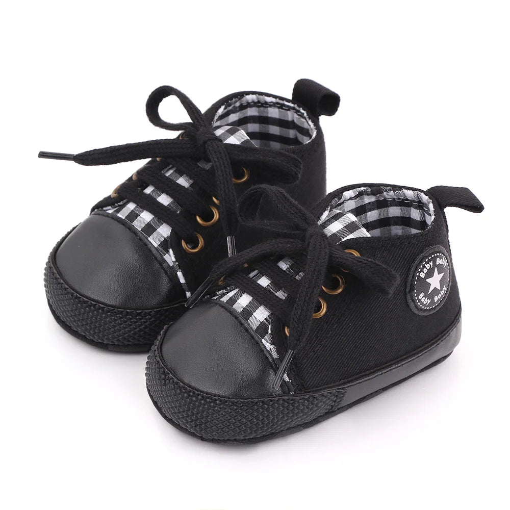 Baby Toddler Canvas Sneakers – Non-Slip Soft Sole First Walker Shoes for Boys & Girls