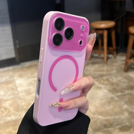 Magnetic phone case with charging window clear back view