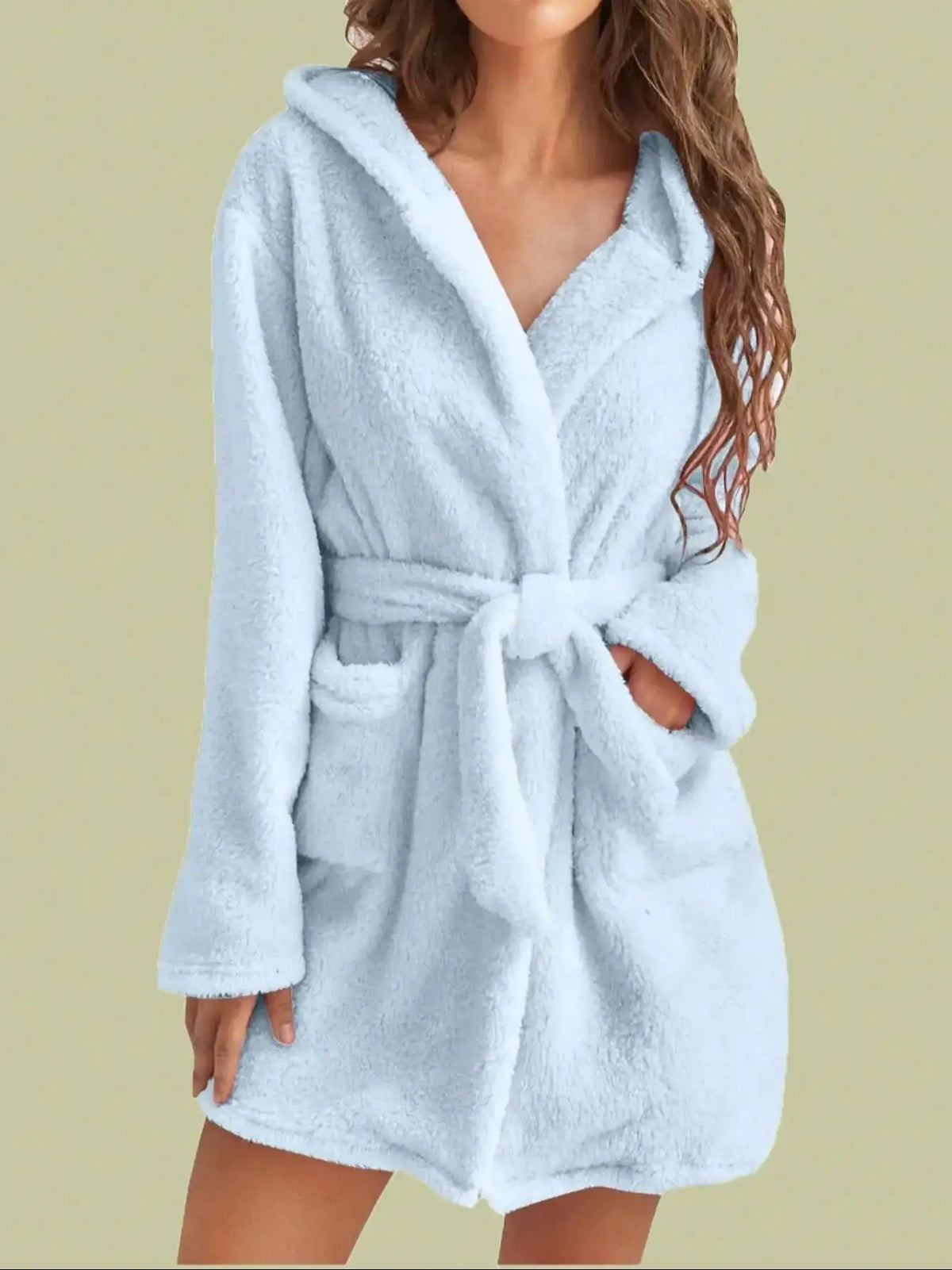 Hooded Fleece Robe with Belt