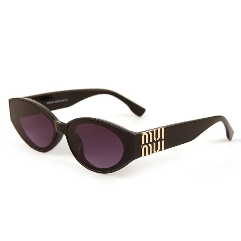 Model wearing oval statement sunglasses