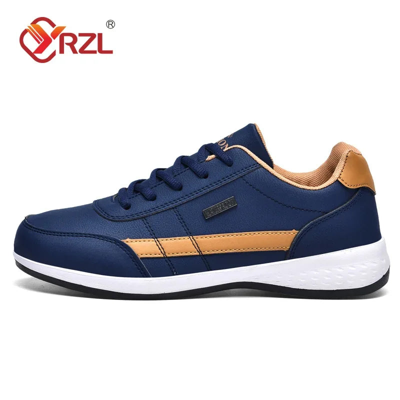 Men's Waterproof Leather Walking Sneakers – Non-Slip All-Season Sports Shoes