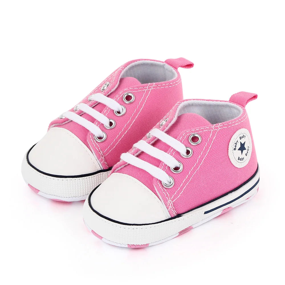 Baby Toddler Canvas Sneakers – Non-Slip Soft Sole First Walker Shoes for Boys & Girls