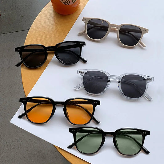 Vintage square sunglasses front view with UV400 lenses