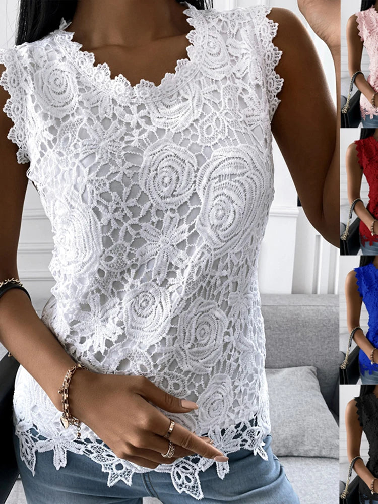 Lace Jacquard Sleeveless Halter Top