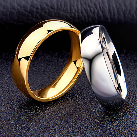 6mm Titanium Steel Band Ring – Hypoallergenic High-Polished Couple & Wedding Ring