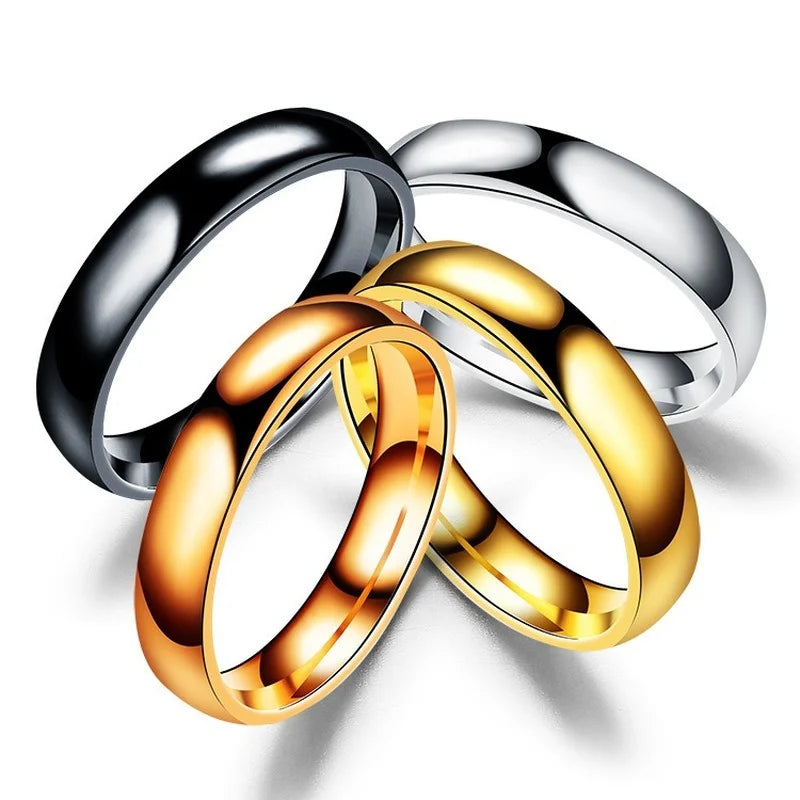 6mm Titanium Steel Band Ring – Hypoallergenic High-Polished Couple & Wedding Ring