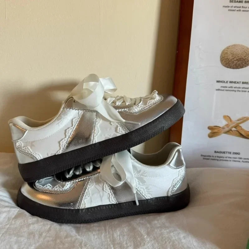 Lightweight lace-up sneakers side view