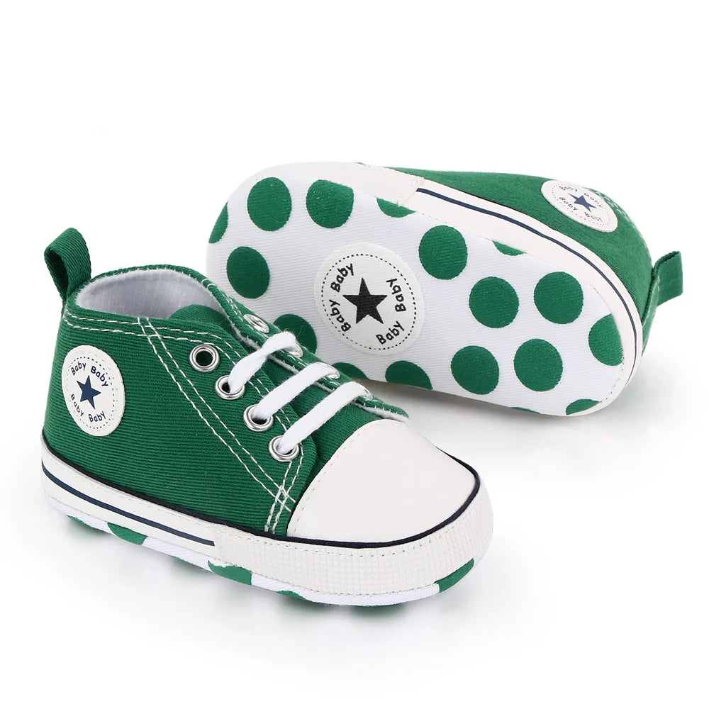 Baby Toddler Canvas Sneakers – Non-Slip Soft Sole First Walker Shoes for Boys & Girls