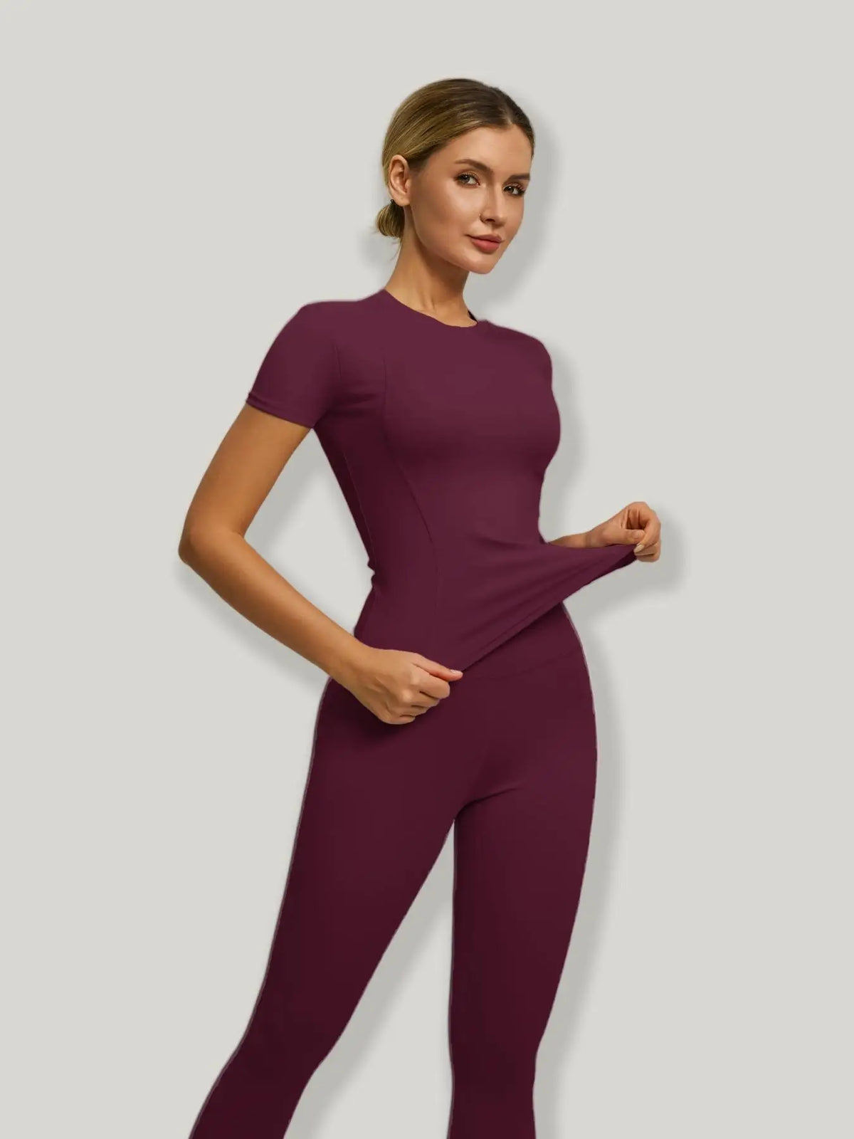 Short Sleeve Sporty Set – Yoga Pants & Tee Combo