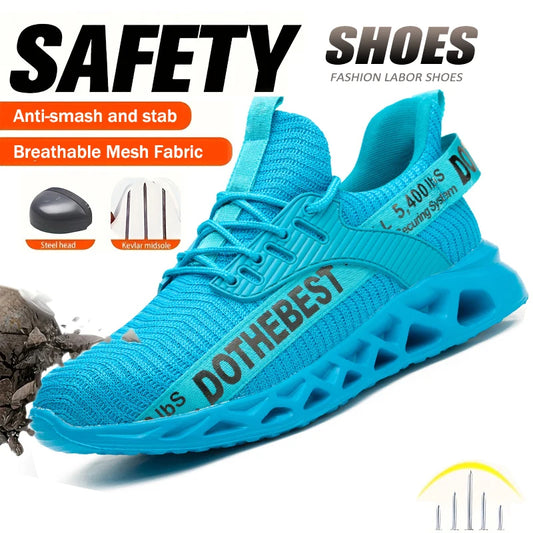 Steel Toe Safety Work Shoes – Lightweight Anti-Smash Anti-Puncture Protective Sneakers for Men & Women