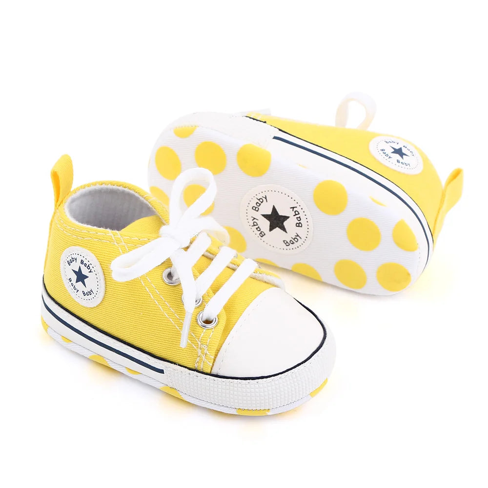 Baby Toddler Canvas Sneakers – Non-Slip Soft Sole First Walker Shoes for Boys & Girls