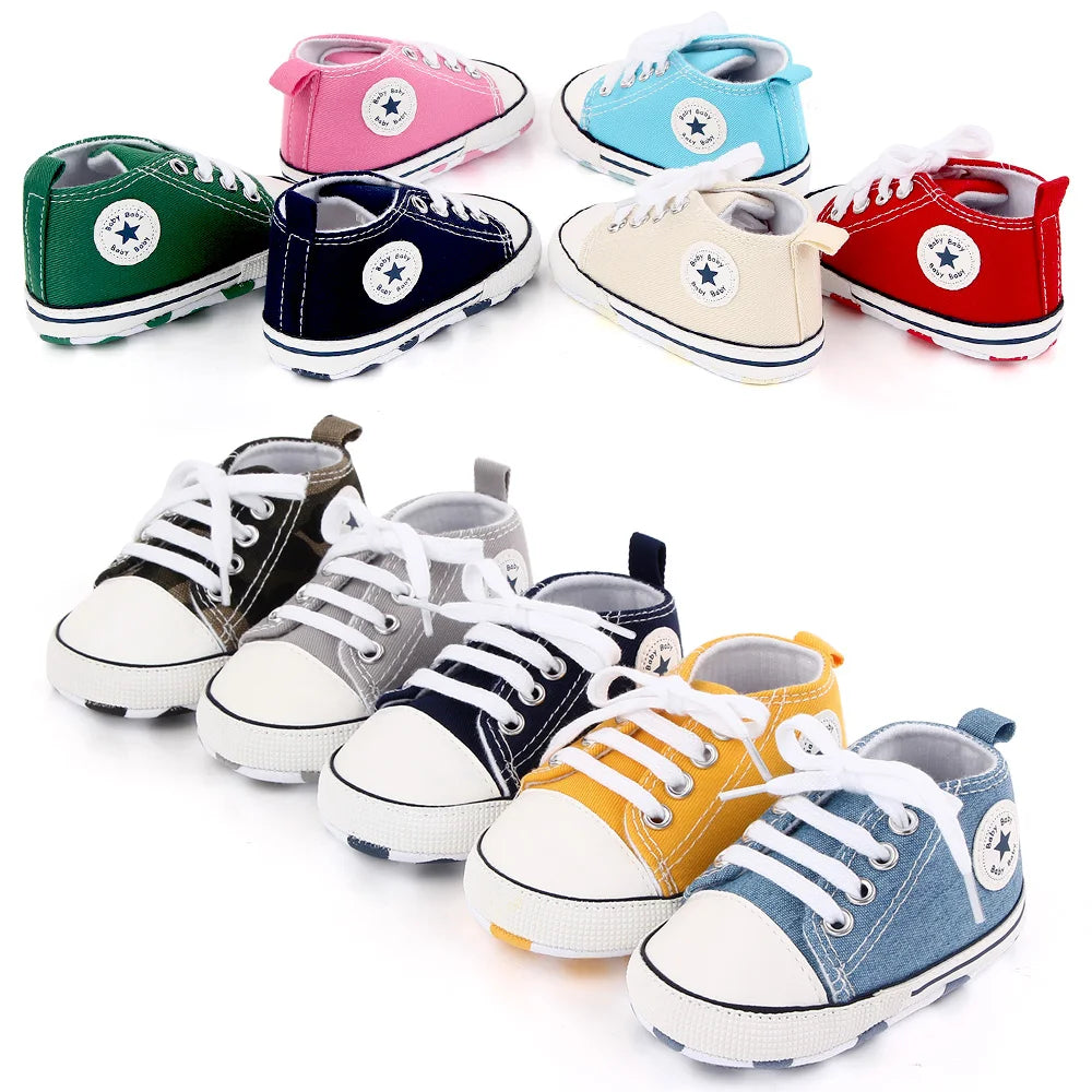 Baby Toddler Canvas Sneakers – Non-Slip Soft Sole First Walker Shoes for Boys & Girls