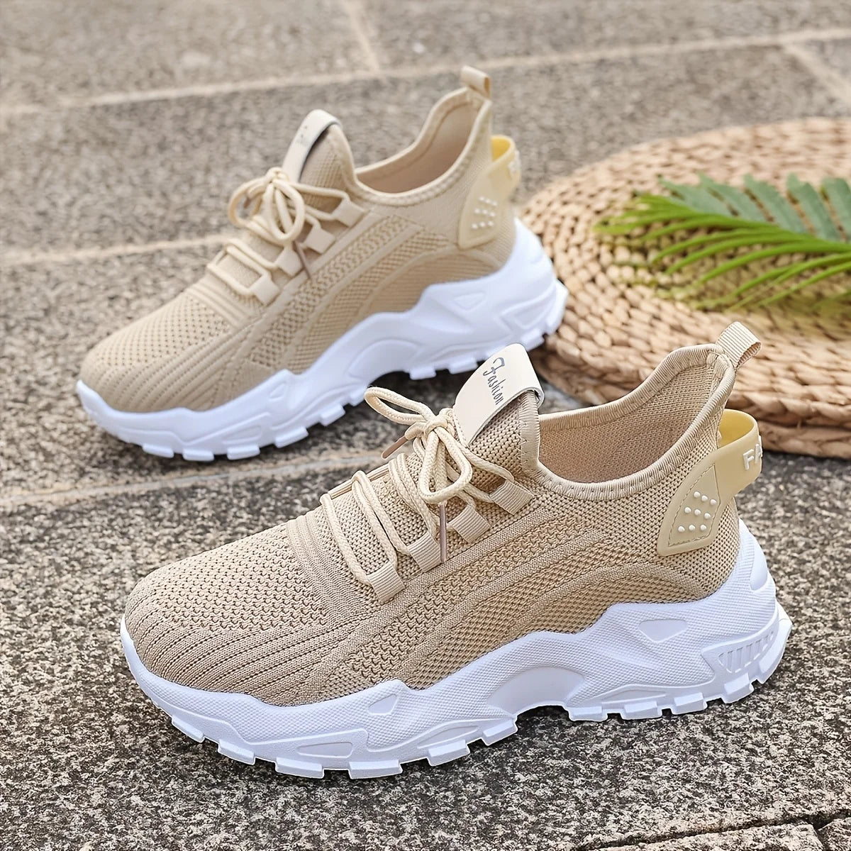 Close-up of knit sneaker sole and fabric texture