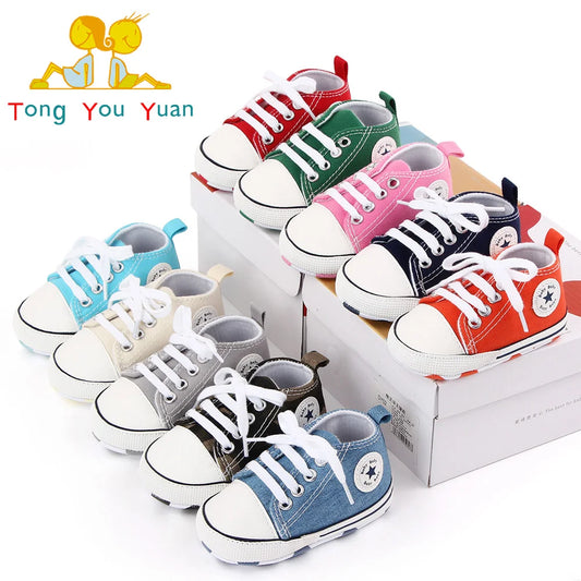 Baby Toddler Canvas Sneakers – Non-Slip Soft Sole First Walker Shoes for Boys & Girls