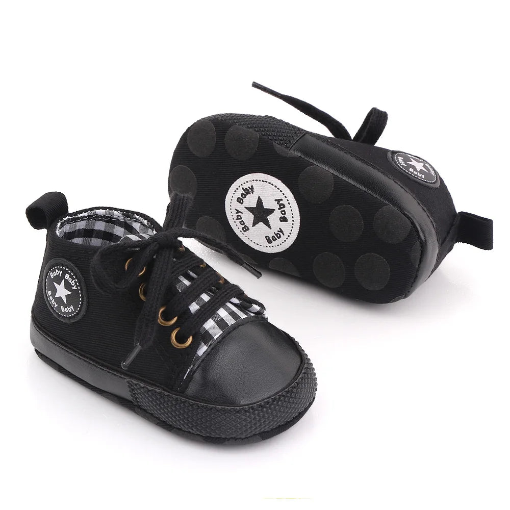 Baby Toddler Canvas Sneakers – Non-Slip Soft Sole First Walker Shoes for Boys & Girls