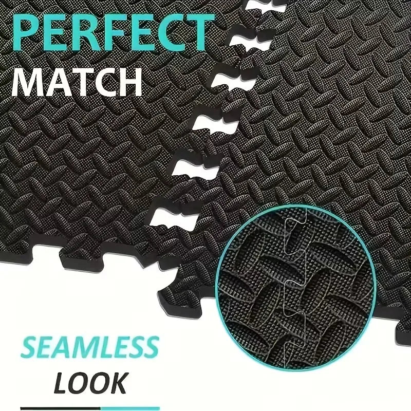 Close-up of interlocking foam mat tile edges