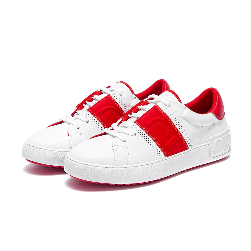 Close-up of platform sole on white sneakers
