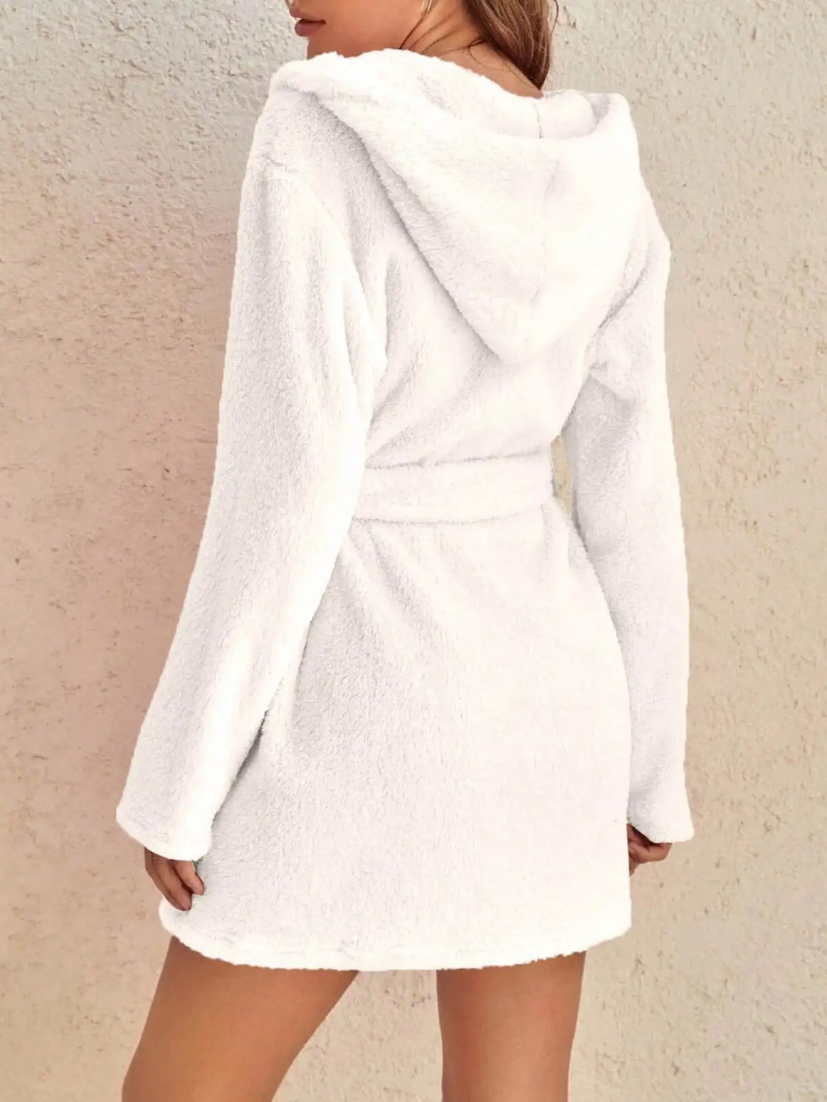 Hooded Fleece Robe with Belt