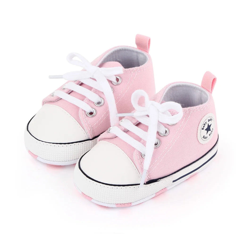 Baby Toddler Canvas Sneakers – Non-Slip Soft Sole First Walker Shoes for Boys & Girls
