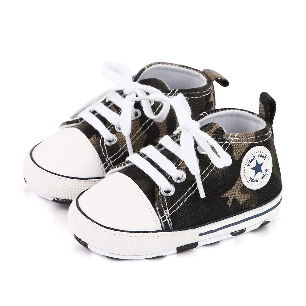 Baby Toddler Canvas Sneakers – Non-Slip Soft Sole First Walker Shoes for Boys & Girls