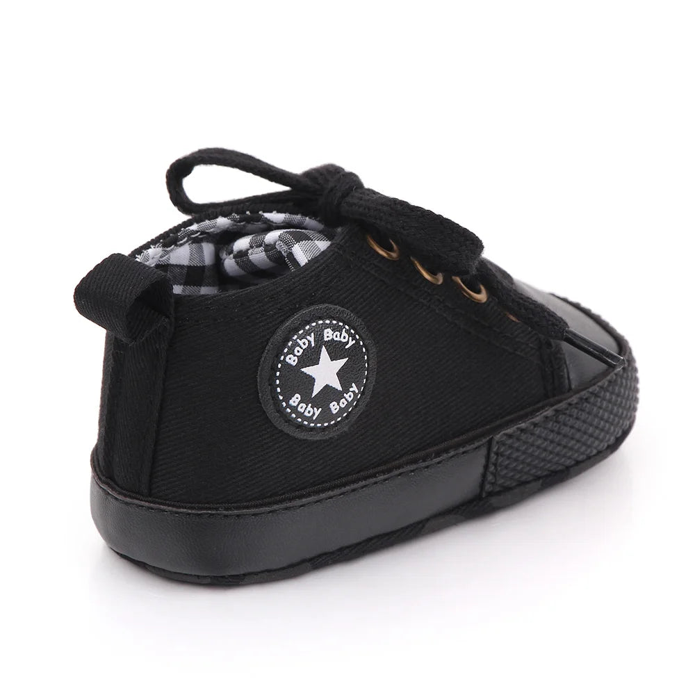 Baby Toddler Canvas Sneakers – Non-Slip Soft Sole First Walker Shoes for Boys & Girls