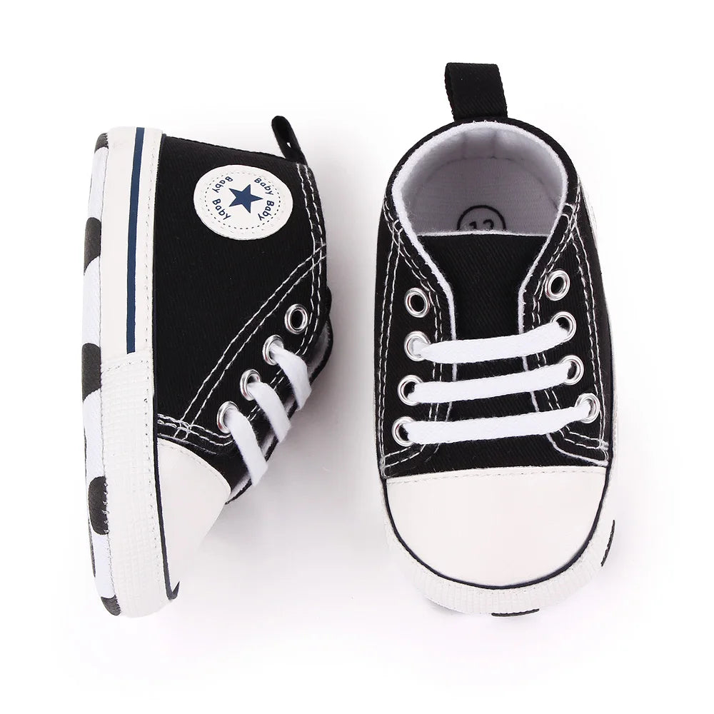 Baby Toddler Canvas Sneakers – Non-Slip Soft Sole First Walker Shoes for Boys & Girls