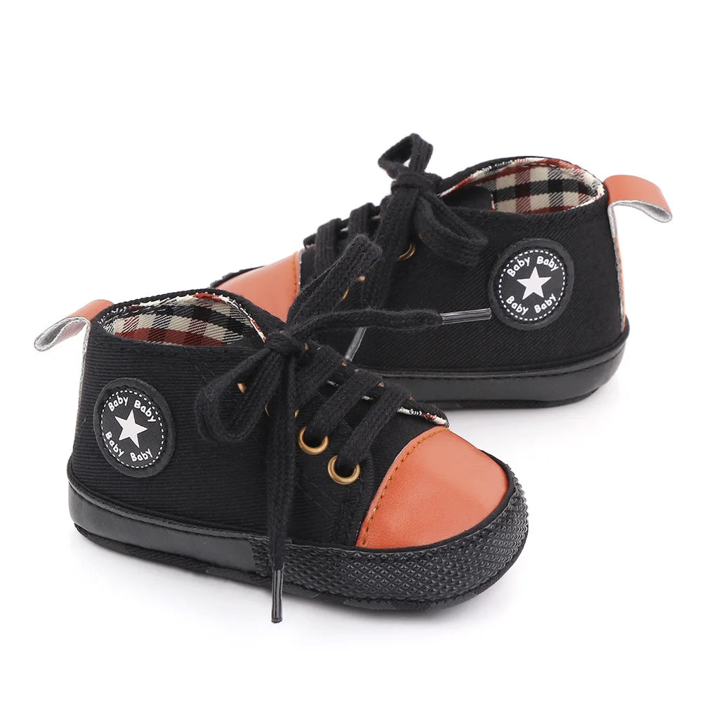 Baby Toddler Canvas Sneakers – Non-Slip Soft Sole First Walker Shoes for Boys & Girls