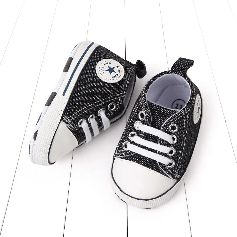 Baby Toddler Canvas Sneakers – Non-Slip Soft Sole First Walker Shoes for Boys & Girls