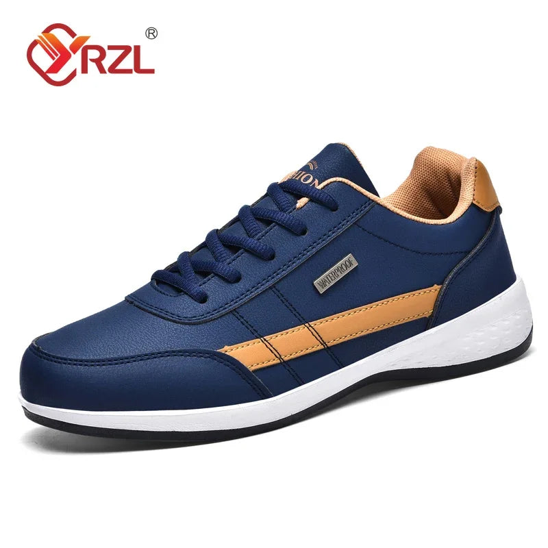 Men's Waterproof Leather Walking Sneakers – Non-Slip All-Season Sports Shoes