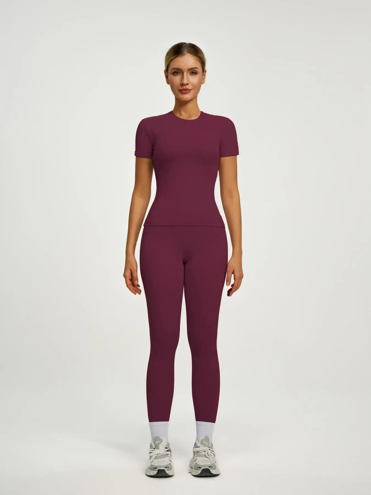 Short Sleeve Sporty Set – Yoga Pants & Tee Combo