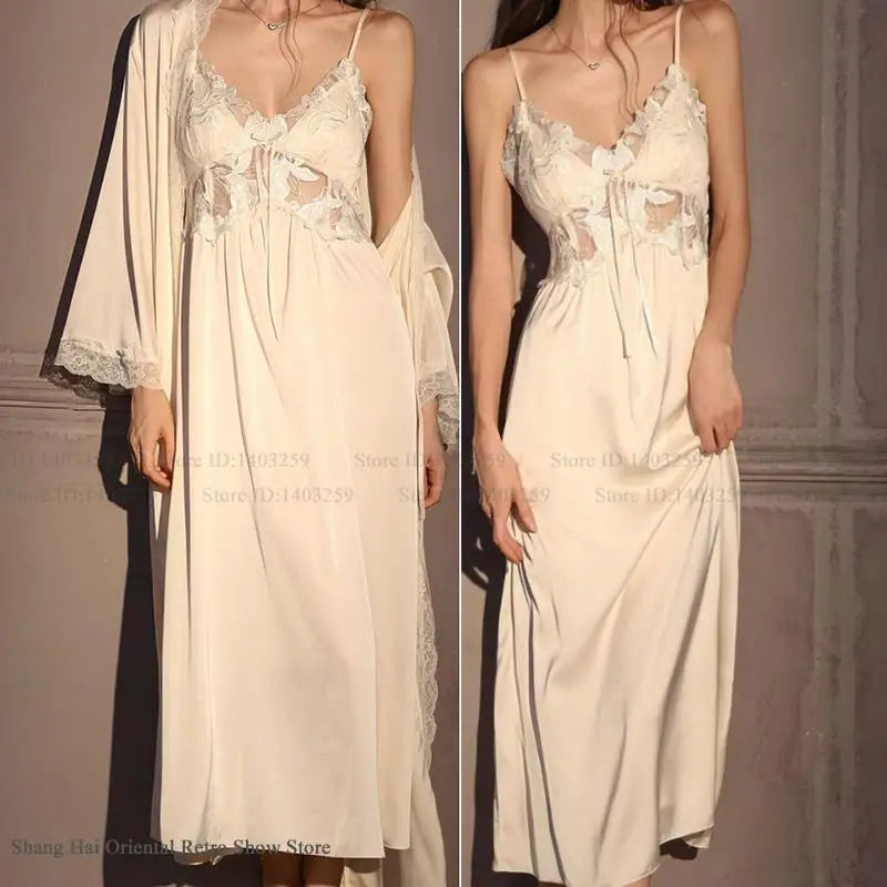 Lace Nightgown & Robe Set
