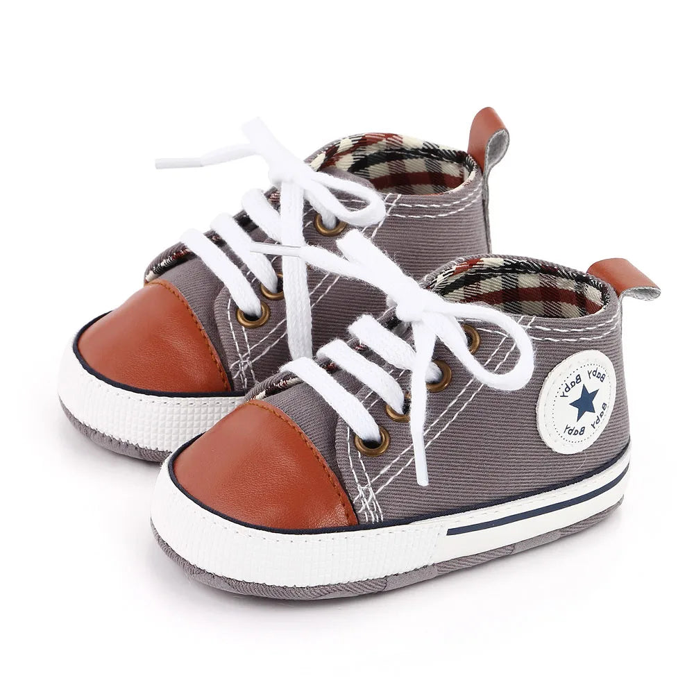 Baby Toddler Canvas Sneakers – Non-Slip Soft Sole First Walker Shoes for Boys & Girls