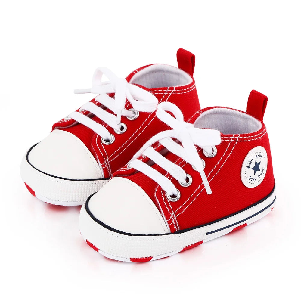 Baby Toddler Canvas Sneakers – Non-Slip Soft Sole First Walker Shoes for Boys & Girls